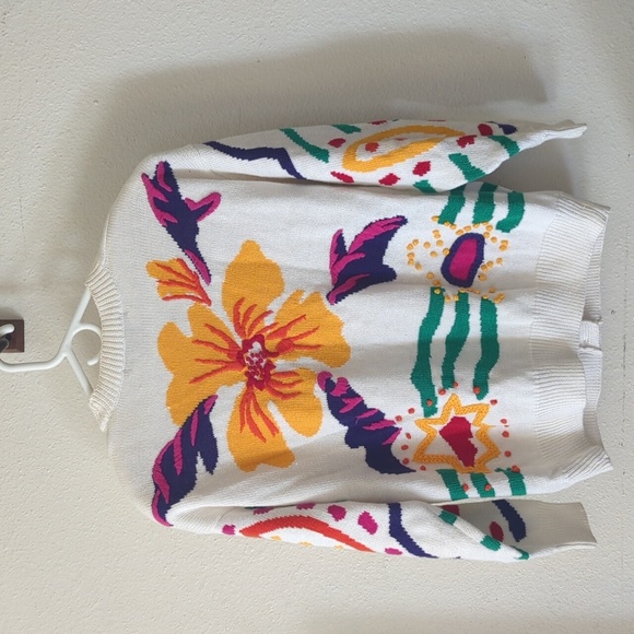 Vintage embroidered cable knit Cardigan tennis sweater 90s - Picture 3 of 9